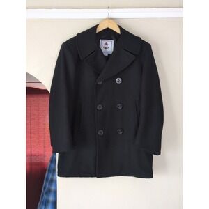 Vtg Sterlingwear Anchor Collection Wool Pea Coat Double Breasted Navy 38 R M161
